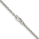 925 White Gold 2.75 mm Polished Chain Necklace, Solid detail view