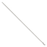 925 White Gold 2.75 mm Polished Chain Bracelet, Solid