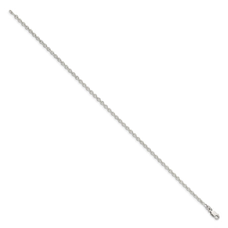 925 White Gold 2.75 mm Polished Chain Bracelet, Solid