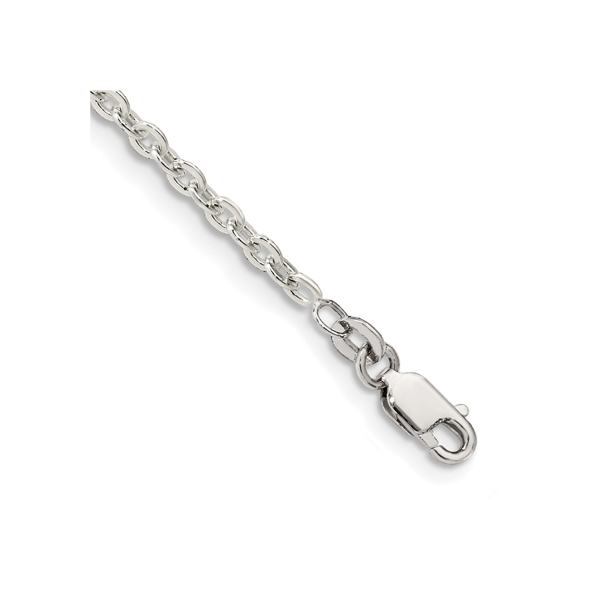 925 White Gold 2.75 mm Polished Chain Bracelet, Solid shown for scale