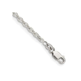 925 White Gold 2.75 mm Polished Chain Bracelet, Solid shown for scale