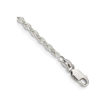 925 White Gold 2.75 mm Polished Chain Bracelet, Solid shown for scale