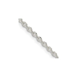 925 White Gold 2.75 mm Polished Chain Necklace, Solid detail view