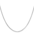 925 White Gold 2 mm Polished Chain Necklace, Solid