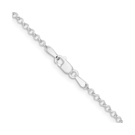 925 White Gold 2 mm Polished Chain Necklace, Solid alternate angle