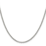 925 White Gold 2.8 mm Polished Chain Necklace, Solid