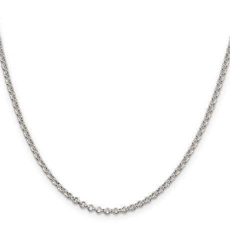 925 White Gold 2.8 mm Polished Chain Necklace, Solid