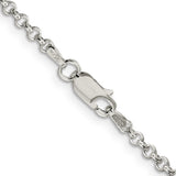 925 White Gold 2.8 mm Polished Chain Necklace, Solid alternate angle