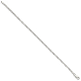 925 White Gold 2.8 mm Polished Chain Bracelet, Solid