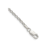 925 White Gold 2.8 mm Polished Chain Anklet, Solid shown for scale