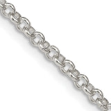 925 White Gold 2.8 mm Polished Chain Necklace, Solid detail view