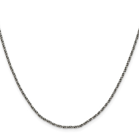 925 White Gold 1.7 mm Polished Chain Necklace, Solid