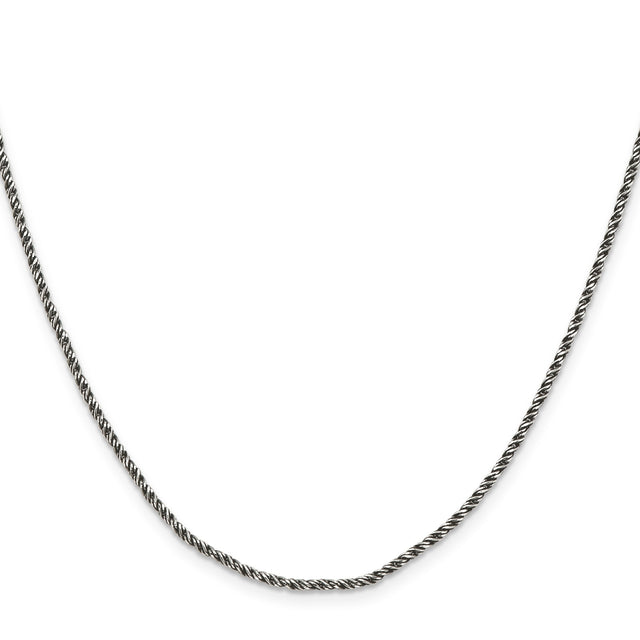 925 White Gold 1.7 mm Polished Chain Necklace, Solid