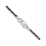 925 White Gold 1.7 mm Polished Chain Necklace, Solid alternate angle