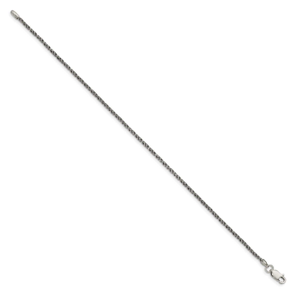 925 White Gold 1.7 mm Polished Chain Bracelet, Solid