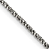 925 White Gold 1.7 mm Polished Chain Necklace, Solid detail view