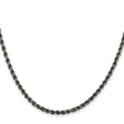 925 White Gold 3.4 mm Rope Chain Necklace, Solid