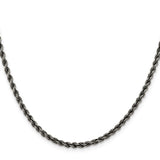 925 White Gold 3.4 mm Rope Chain Necklace, Solid