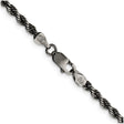 925 White Gold 3.4 mm Rope Chain Bracelet, Solid