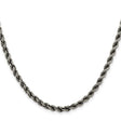 925 White Gold 4.5 mm Rope Chain Necklace, Solid
