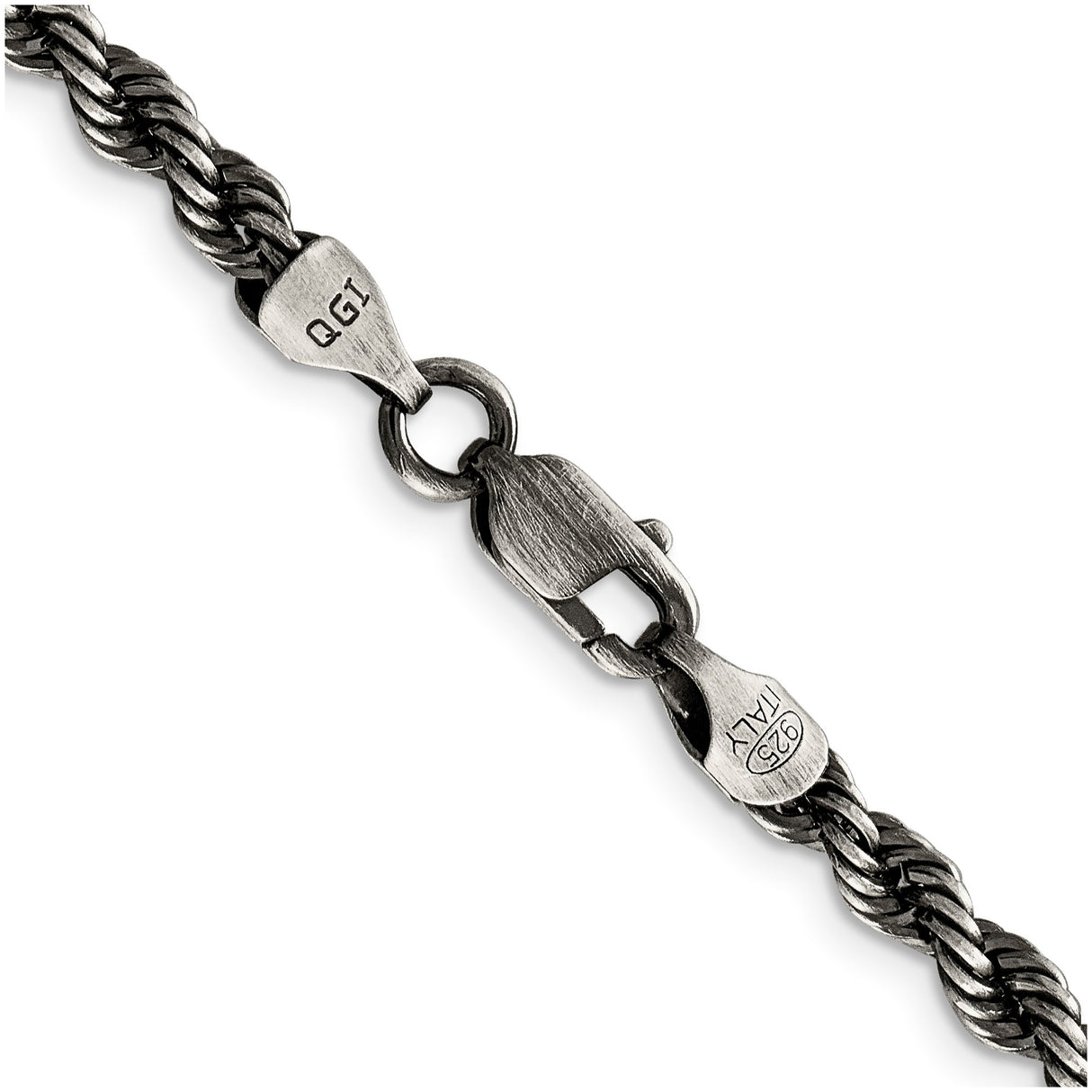 925 White Gold 4.5 mm Rope Chain Bracelet, Solid