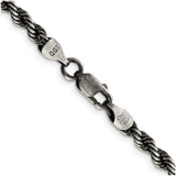 925 White Gold 4.5 mm Rope Chain Bracelet, Solid
