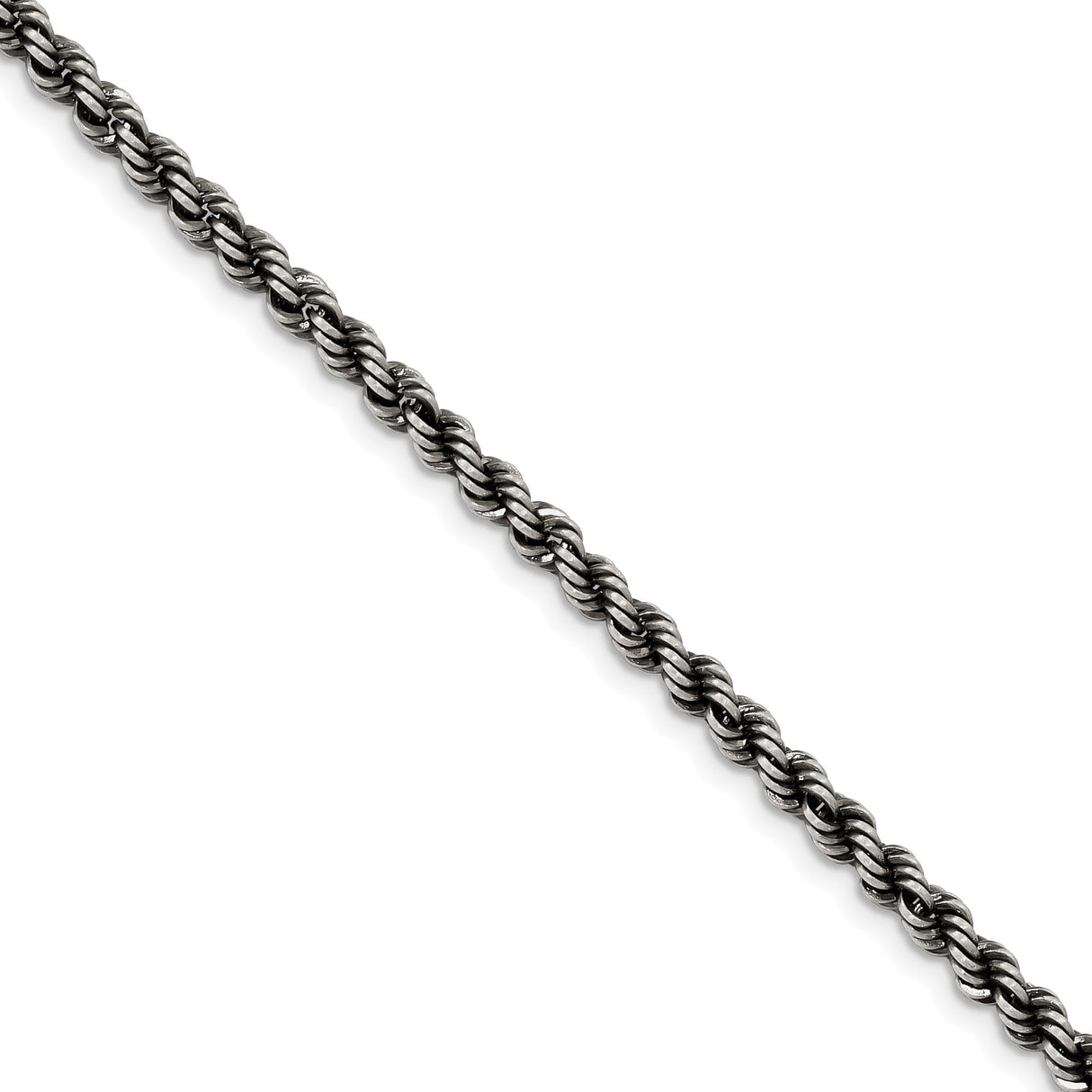925 White Gold 4.5 mm Rope Chain Bracelet, Solid alternate angle