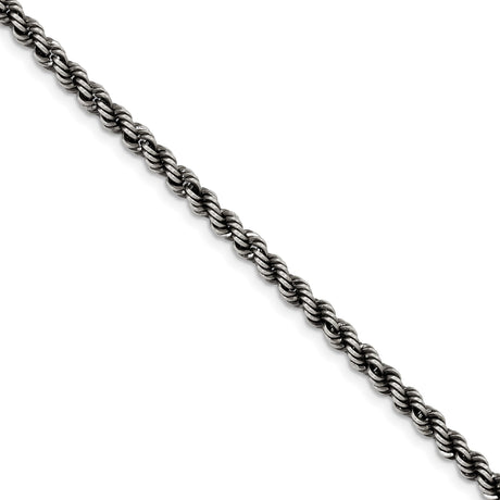 925 White Gold 4.5 mm Rope Chain Bracelet, Solid alternate angle