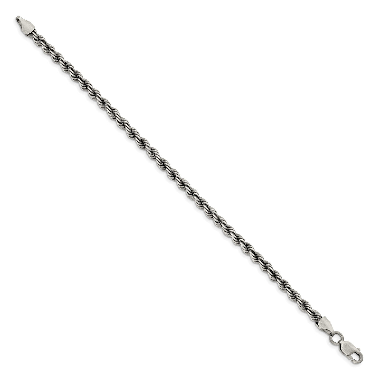 925 White Gold 4.5 mm Rope Chain Bracelet, Solid detail view