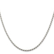 925 White Gold 2.5 mm Rope Chain Necklace, Polished