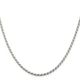 925 White Gold 2.5 mm Rope Chain Necklace, Polished