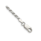 925 White Gold 2.5 mm Rope Chain Bracelet, Polished shown for scale