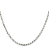 925 White Gold 3.1 mm Rope Chain Necklace, Polished