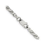925 White Gold 3.1 mm Rope Chain Necklace, Polished alternate angle