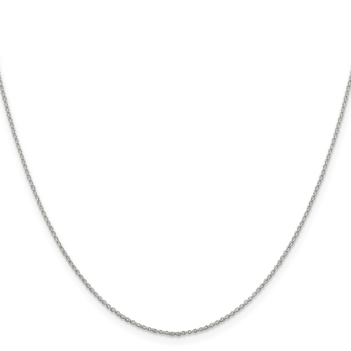 925 White Gold 1.1 mm Polished Chain Necklace, Solid