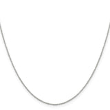 925 White Gold 1.1 mm Polished Chain Necklace, Solid
