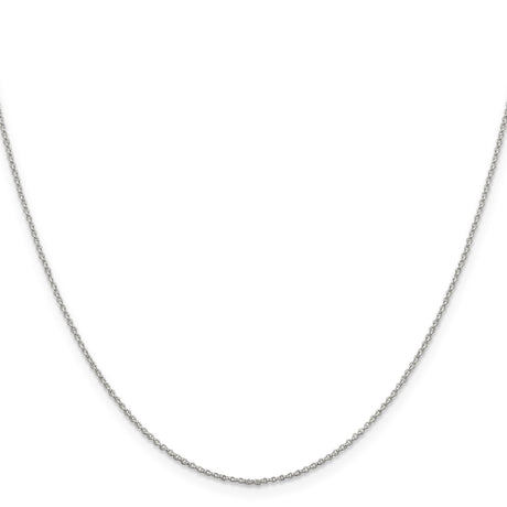 925 White Gold 1.1 mm Polished Chain Necklace, Solid