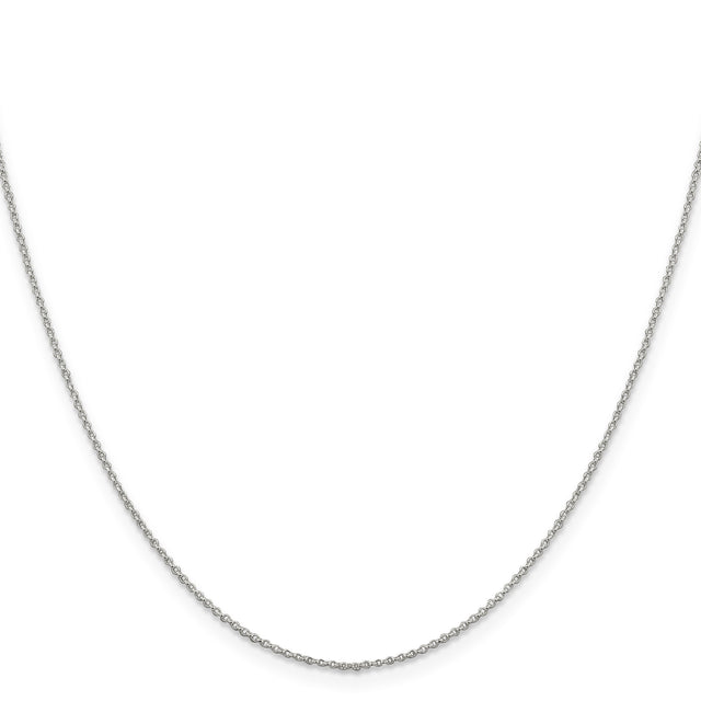 925 White Gold 1.1 mm Polished Chain Necklace, Solid
