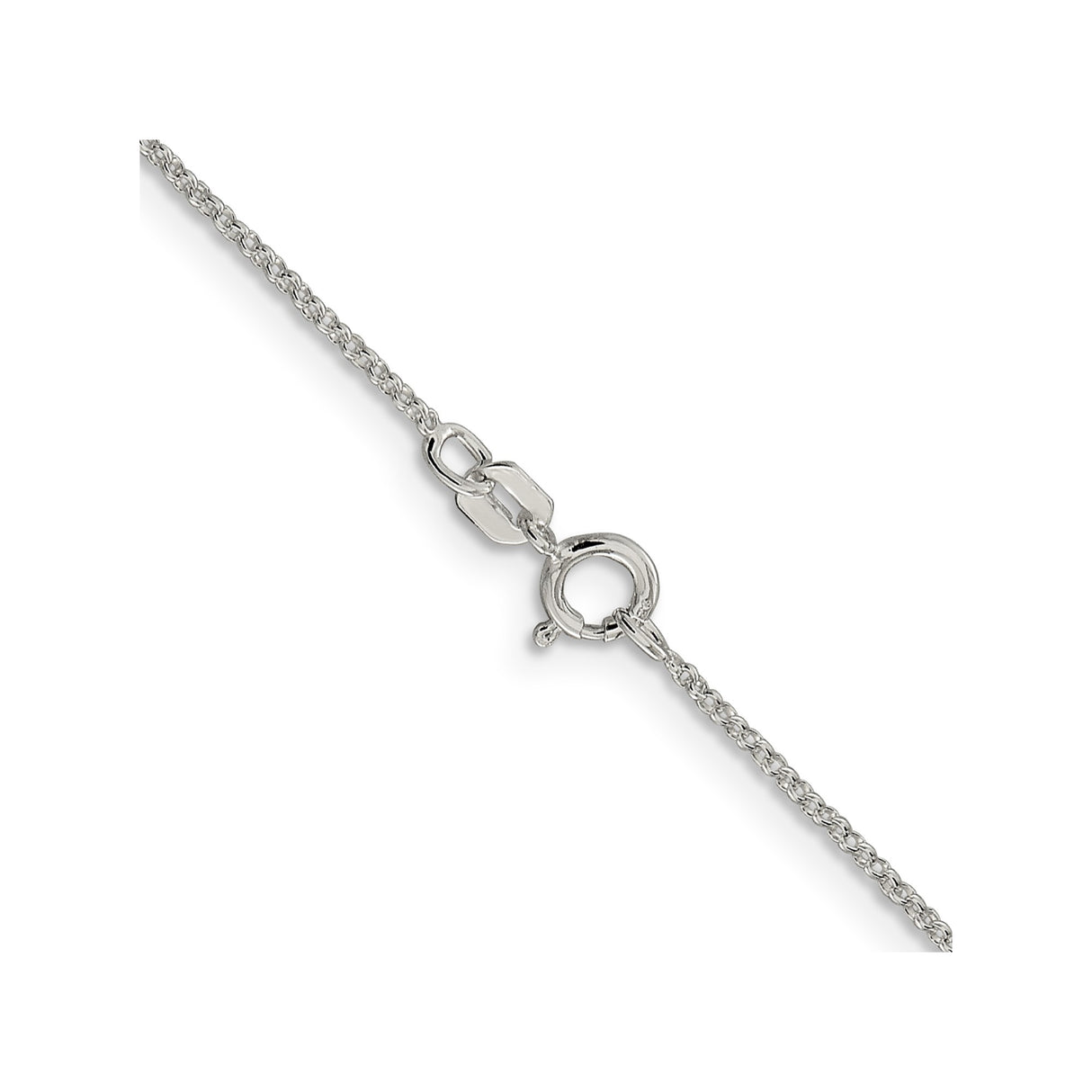 925 White Gold 1.1 mm Polished Chain Necklace, Solid alternate angle