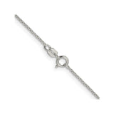 925 White Gold 1.1 mm Polished Chain Necklace, Solid alternate angle