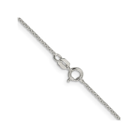 925 White Gold 1.1 mm Polished Chain Necklace, Solid alternate angle
