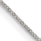 925 White Gold 1.1 mm Polished Chain Necklace, Solid detail view