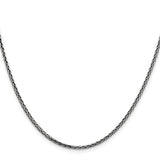 925 White Gold 2.2 mm Solid Chain Necklace