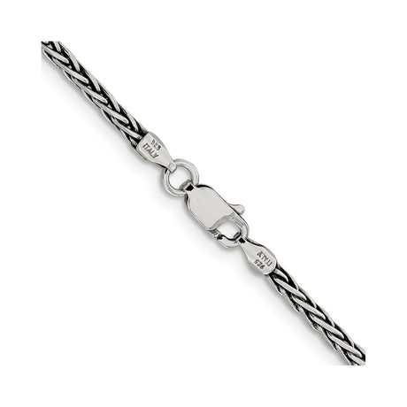 925 White Gold 2.2 mm Solid Chain Necklace alternate angle
