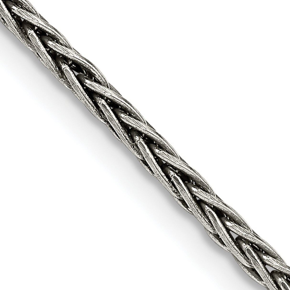 925 White Gold 2.2 mm Solid Chain Necklace detail view