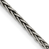 925 White Gold 2.2 mm Solid Chain Necklace detail view