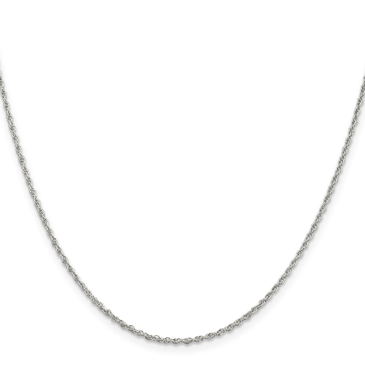 925 White Gold 1.6 mm Rope Chain Necklace, Polished