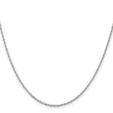 925 White Gold 1.6 mm Rope Chain Necklace, Polished