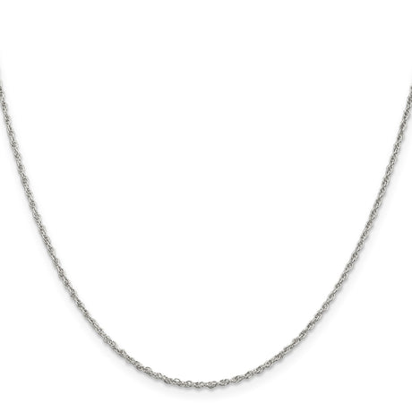 925 White Gold 1.6 mm Rope Chain Necklace, Polished