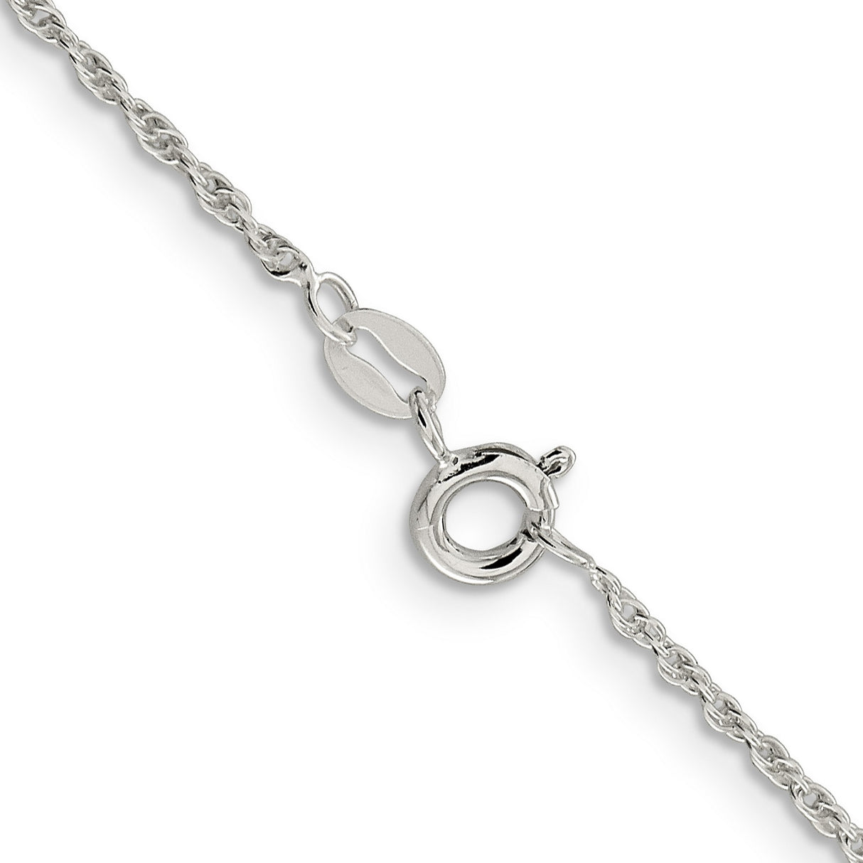 925 White Gold 1.6 mm Rope Chain Necklace, Polished alternate angle